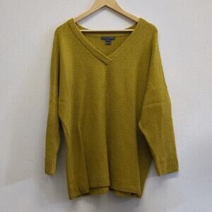 French Connection Yellow V-Neck Sweater Relaxed Fit size 1X